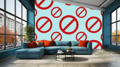 Vector graphic of Forbidden symbol sign seamless pattern. Vector illustration eps10. Wall mural