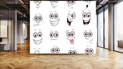 Cartoon faces expressions vector set Wall mural