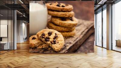  Chocolate Chip Cookie with milk bottle Wall mural