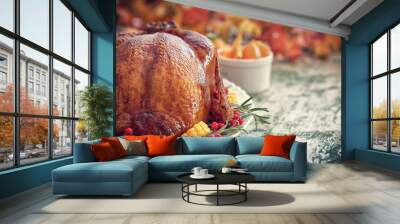 Thanksgiving Turkey dinner table setting  Wall mural