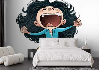 little girl screaming very angry Wall mural