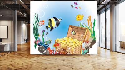 underwater life and treasure Wall mural