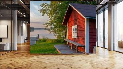 Lakeside landscape in summer Wall mural