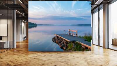 Lakeside landscape in summer Wall mural