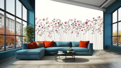 seamless floral border with meadow flowers Wall mural