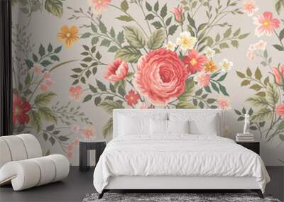 seamless floral pattern with roses Wall mural