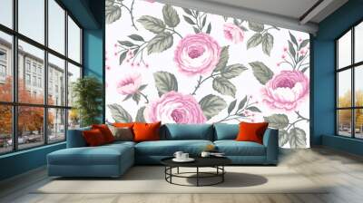 seamless floral pattern with roses Wall mural