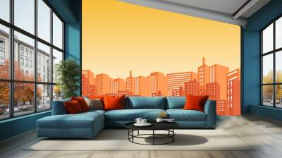 Beauty of city silhouette with panorama of tall buildings and apartments in the morning Wall mural