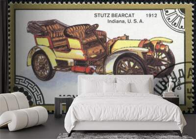 stamp printed in Mongolia shows stutz bearcat indiana Wall mural