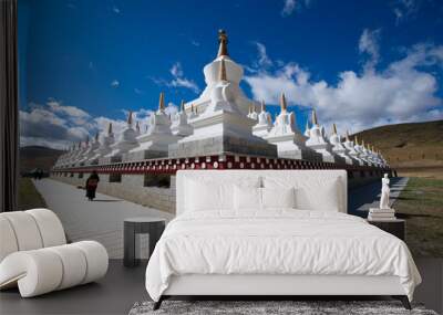 tibetan white pagodas Wall mural