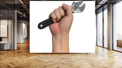 Man hand holding adjustable wrench Wall mural