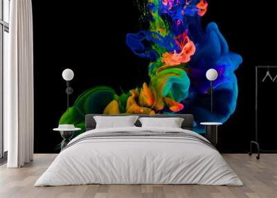 Color paint drops in water,Abstract color paint splash, Wall mural