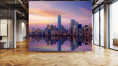 New York City with Manhattan Skyline over Hudson River,New York City, USA	
 Wall mural