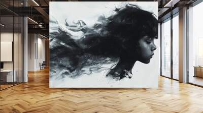 A child struggling with a psychological injury, emotional instability, or mental illness. Wall mural