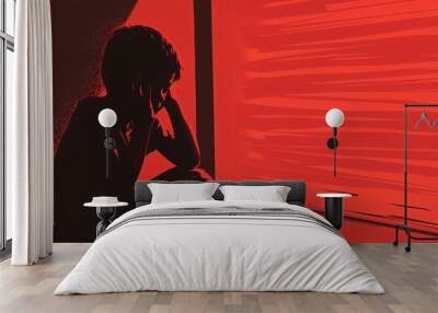 An individual experiencing emotional distress and mental instability due to a traumatic event or psychological condition. Wall mural