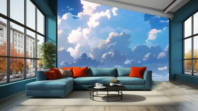 Anime style pastel color of sky background. Illustration graphic design generative ai. Wall mural