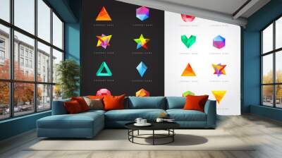 Big Set of Geometric Shapes Unusual and Abstract. Vector Logo. Polygonal Colorful Logotypes. Wall mural