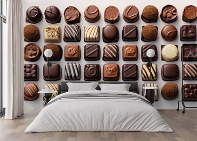 Chocolate isolated on a white surface is seen. Wall mural