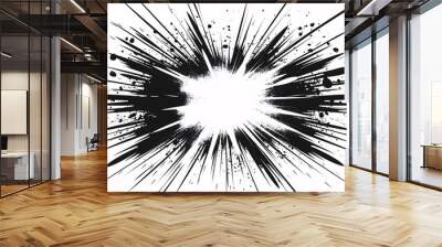 Dynamic manga-style graphic elements depicting motion and action, isolated on a white background. Wall mural