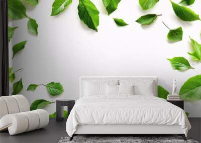 Eco-friendly idea featuring verdant foliage on a white backdrop. Wall mural