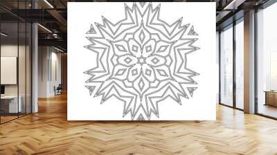 Floral Straight Lined Mandala. Trendy Tattoo Template. Coloring Pages. Wall mural