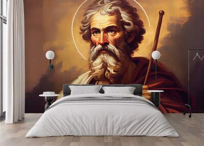 Saint Andrew Apostle of Christ Colored Illustration. Generative Ai. Wall mural