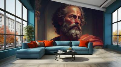 Saint Peter Apostle of Christ Colored Illustration. Generative Ai. Wall mural