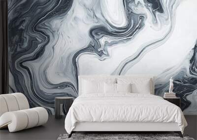 Sophisticated poster template showcasing a delicate marble pattern with gentle gray and white swirls, ideal for upscale branding or contemporary art presentations on a clean backdrop. Wall mural