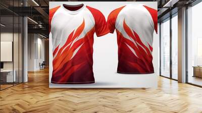 Sports shirt template for soccer and football jerseys, complete with fabric patterns displayed on the front and rear views.. Wall mural