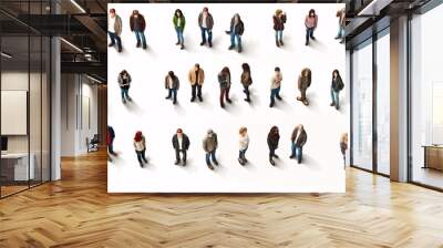 Top view of people set isolated on a white background. Men and women. View from above. Male and female characters. Wall mural