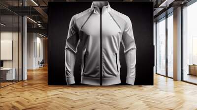 White Jacket front view. Training white sport wind proof jacket. Generative Ai. 3D style illustration. Mockup Template. Wall mural