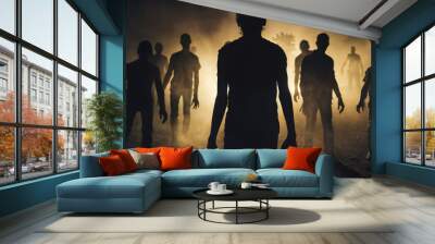 A group of zombie walking in the night Wall mural