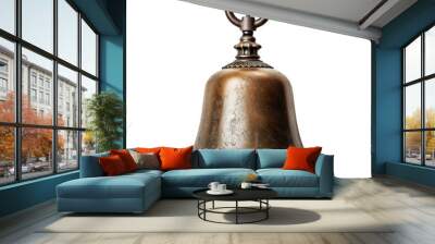 A vintage golden bell isolated on a transparent background Wall mural