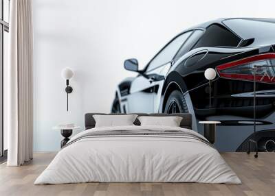 Back view of a generic and unbranded car isolated on a white background Wall mural