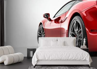 Back view of an unbranded red sport car isolated on a white background Wall mural