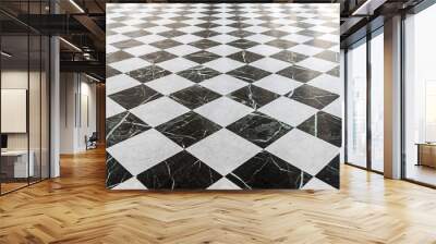 Black and white checkered marble floor Wall mural