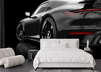 Black generic unbranded sport car in the dark Wall mural