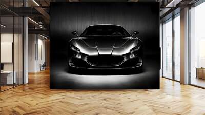 Generic and unbranded sport car on a dark background, generative ai illustration Wall mural