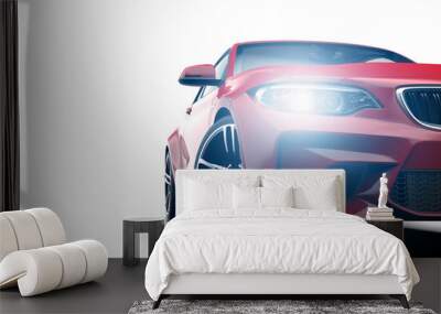 Generic red sport unbranded car isolated on a white background Wall mural