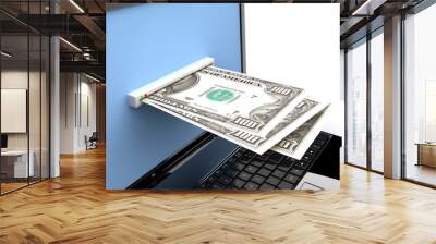 Laptop with money Wall mural