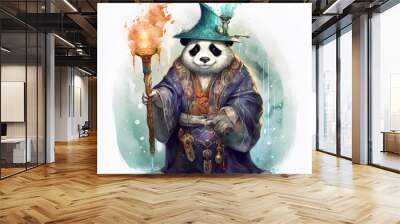 Old mystical wizard panda, ai generative illustration Wall mural