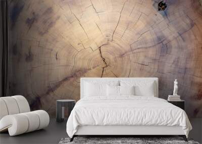 Old wooden tree cut surface Wall mural