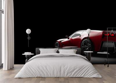 Red generic sport car on a dark background Wall mural