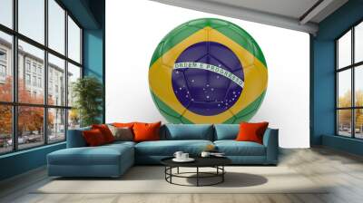 Soccer ball with brazilian flag Wall mural