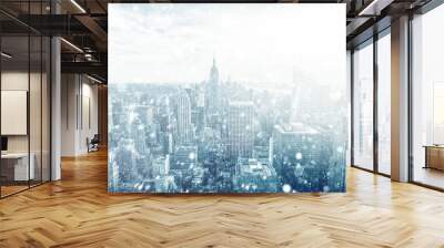 View of beautiful New york skyline with snow Wall mural