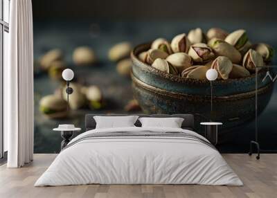 bowl of pistachios Wall mural