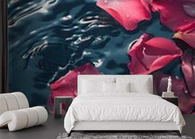 red rose petals floating in water Wall mural