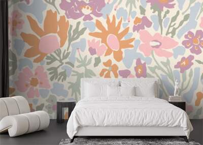 Vector floral ditsy illustration seamless repeat pattern	 Wall mural