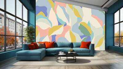 Vector leaf motif color blocking illustration seamless repeat pattern fashion and home decor print fabric digital artwork Wall mural