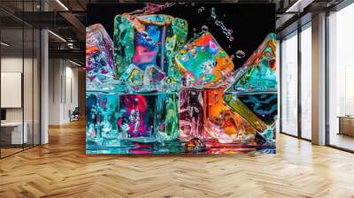 melting multicolor splash ice  Wall mural